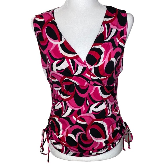 90’s-Y2K Rom-Com Core Flirty Ruched Sides Sleeveless Top Size Medium - Picture 1 of 5